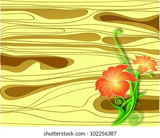 flowers on wooden background, vector illustration