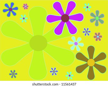 flowers on yellow background vector illustration