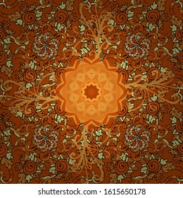 Flowers on yellow, black and orange colors. Flat Flower Elements Design. Colour Summer Theme seamless pattern Background. Cute flower vector pattern.