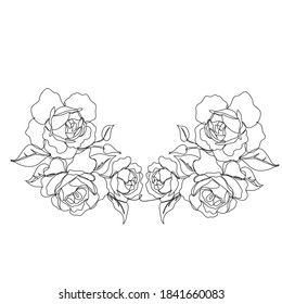 Blumen - eine Linienzeichnung. Vektorgrafik-Durchlaufzeichnung.Banner mit Blumen