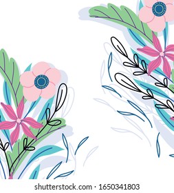 flowers oragnic nature herb wild botany background vector illustration