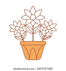 flowers in orange pot vector illustration white background