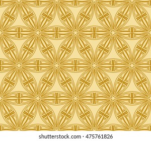 Flowers ornament. Abstract geometry patten. Seamless. Golden color. For your design gift card, presentation, wallpaper