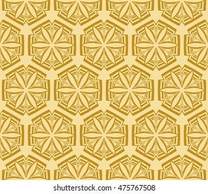 Flowers ornament. Abstract geometry patten. Seamless. Golden color. For your design gift card, presentation, wallpaper