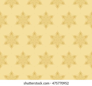 Flowers ornament. Abstract geometry patten. Seamless. Golden color. For your design gift card, presentation, wallpaper