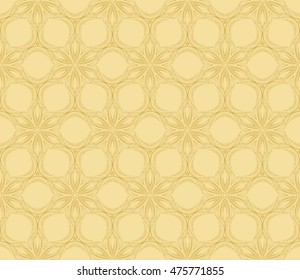 Flowers ornament. Abstract geometry patten. Seamless. Golden color. For your design gift card, presentation, wallpaper