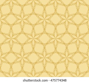 Flowers ornament. Abstract geometry patten. Seamless. Golden color. For your design gift card, presentation, wallpaper