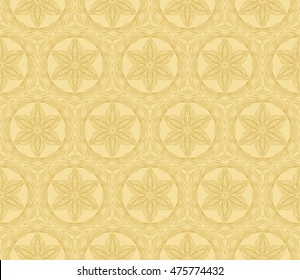 Flowers ornament. Abstract geometry patten. Seamless. Golden color. For your design gift card, presentation, wallpaper