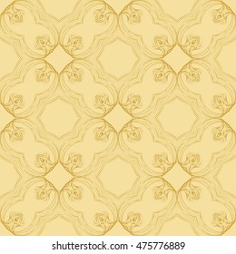 Flowers ornament. Abstract geometry patten. Seamless. Golden color. For your design gift card, presentation, wallpaper