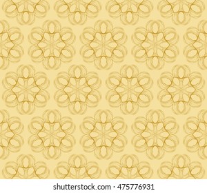 Flowers ornament. Abstract geometry patten. Seamless. Golden color. For your design gift card, presentation, wallpaper