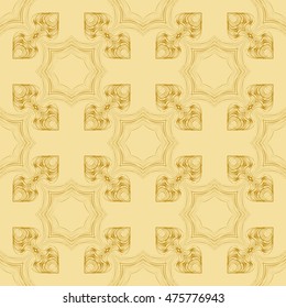 Flowers ornament. Abstract geometry patten. Seamless. Golden color. For your design gift card, presentation, wallpaper