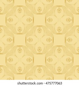 Flowers ornament. Abstract geometry patten. Seamless. Golden color. For your design gift card, presentation, wallpaper