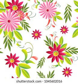Blumen-Ornament Schönes, nahtloses Muster, floraler Hintergrund, Vektorgrafik