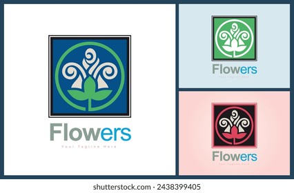 flores ornamento floral patrón conjunto logo plantilla diseño