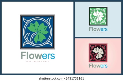 flowers ornament floral set logo template design