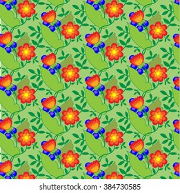 flowers ornament pattern green background 