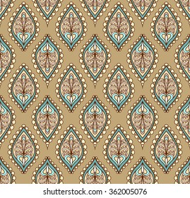 Flowers ornament seamless pattern with hand drawn elements