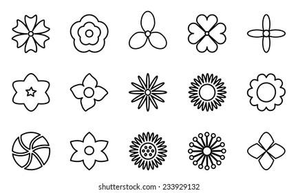 flowers outline icon set