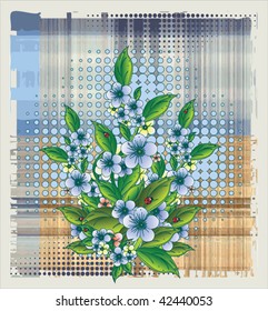 flowers over halftone background