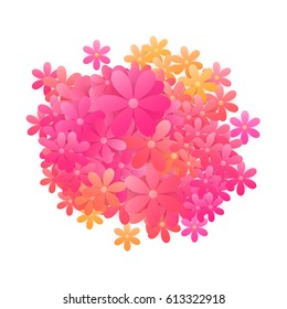 Flowers over White. Vector Illustration of Natural Blossom.
