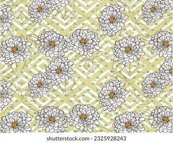 flowers over yellow abstract background