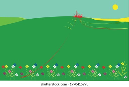 Flowers and the Padang Grand Mosque in the morning Background