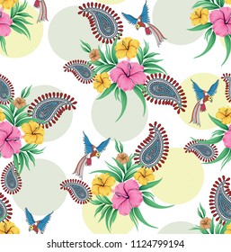 flowers with paisley pattern on cuckal background