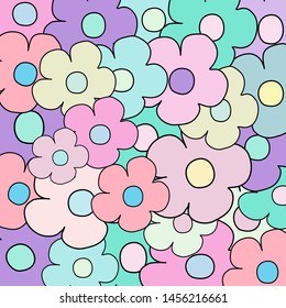 Flowers of pastel color background ,hand drawing 