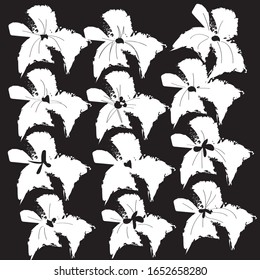 Flores en blanco, negro claro, gris, color lino . Diseño moderno de impresión de texturas de tejido de efecto vintage para alfombras, alfombras, suelos, tejidos o tejidos