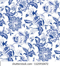 flowers pattern Beautiful Indian Floral Paisley Ornament Print for textile pattern