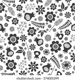 Flowers pattern black and white