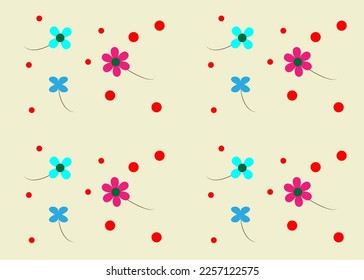 flowers pattern and circle ornament style on a yellow background.