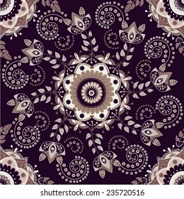Flowers pattern. Dark ornamental background