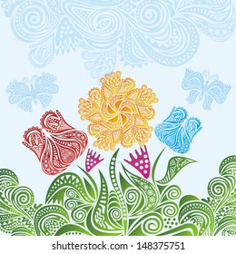 Flowers pattern decorative vector illustration