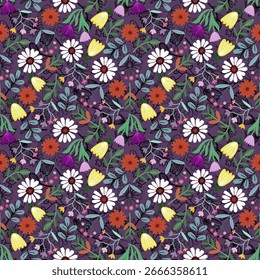  Flowers pattern design ,Floral pattern seamless ,Aesthetic flower seamless pattern ,Multicolored pastel seamless flower pattern with colorful little flowers. Simple flat bright flowers background