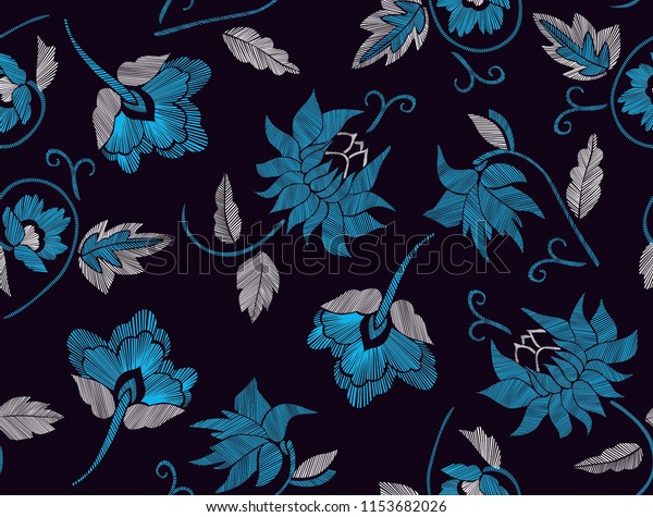 Flowers Pattern Floral Drawing Striped Lines Stock Vector (Royalty Free ...