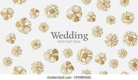 Flowers pattern Hand-drawn. Vector seamless background. 