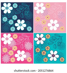 flowers pattern with leaves and background spring and winter design