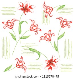 Flowers pattern with leaves for fabric print for textile pattern,watercolor drawing
