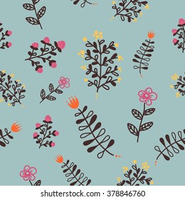 Flowers pattern on a blue background