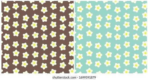 Flowers pattern. On blue and brown background Vector graphic.