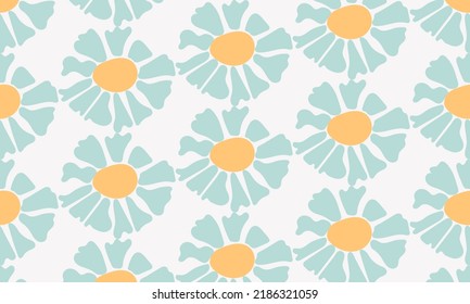 Patrón de flores en suelo blanco. Patrón sin brillo con margarita azul.	