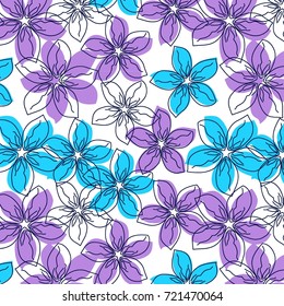 Flowers pattern purple and blue floral daisies design for textile pattern,fashion print