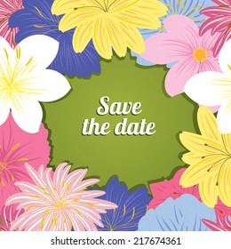 Flowers  pattern. Retro background. Frame. Place for text. Can be used as a template for greeting cards,  invitations, banners.