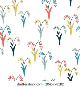 Flowers pattern scandinavian style. Texture with flowers and plants. Floral ornament. 