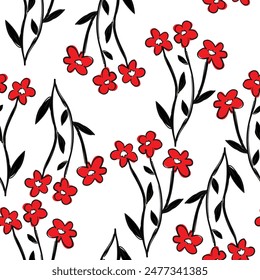 Flowers Pattern Seamless, background, ornament vector, hand drawn floral pattern