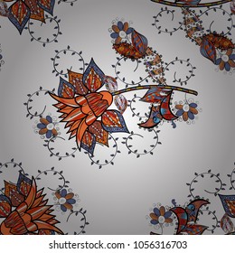 Flowers pattern. Seamless Chichi fabric pattern. Colour Spring Theme seamless pattern Background. Vector illustration. Flat Flower Elements Design.
