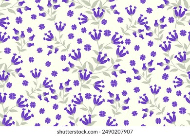 Flowers pattern seamless embroidery line texture vintage hand drawn lavender floral motif design vector illustration.