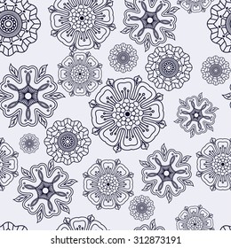 Flowers pattern, seamless floral background. Doodles Abstract  Vector