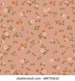 Flowers pattern. Seamless floral background for trendy design textiles, wrapping, paper, wallpaper. Cute vintage texture.